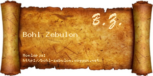Bohl Zebulon névjegykártya